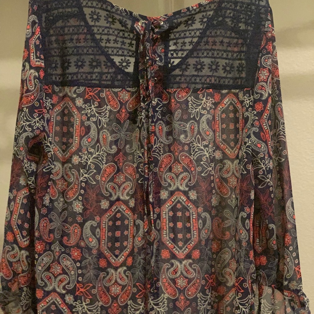 Boutique top size XL Navy blue floral